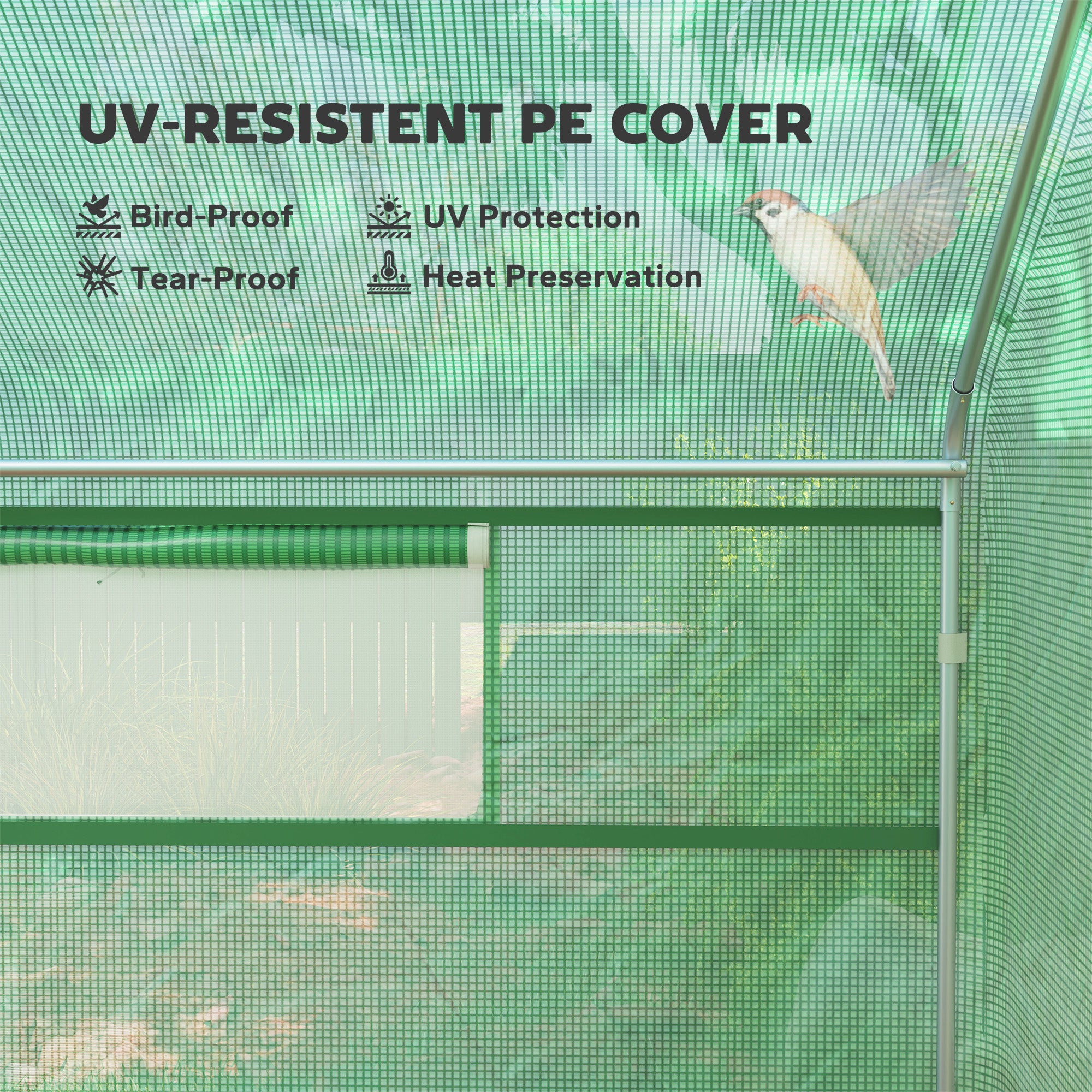 13' x 10' x 6.5' Tunnel Greenhouse Hoop House with Upgraded Galvanized Steel Frame and Large Windows, Green