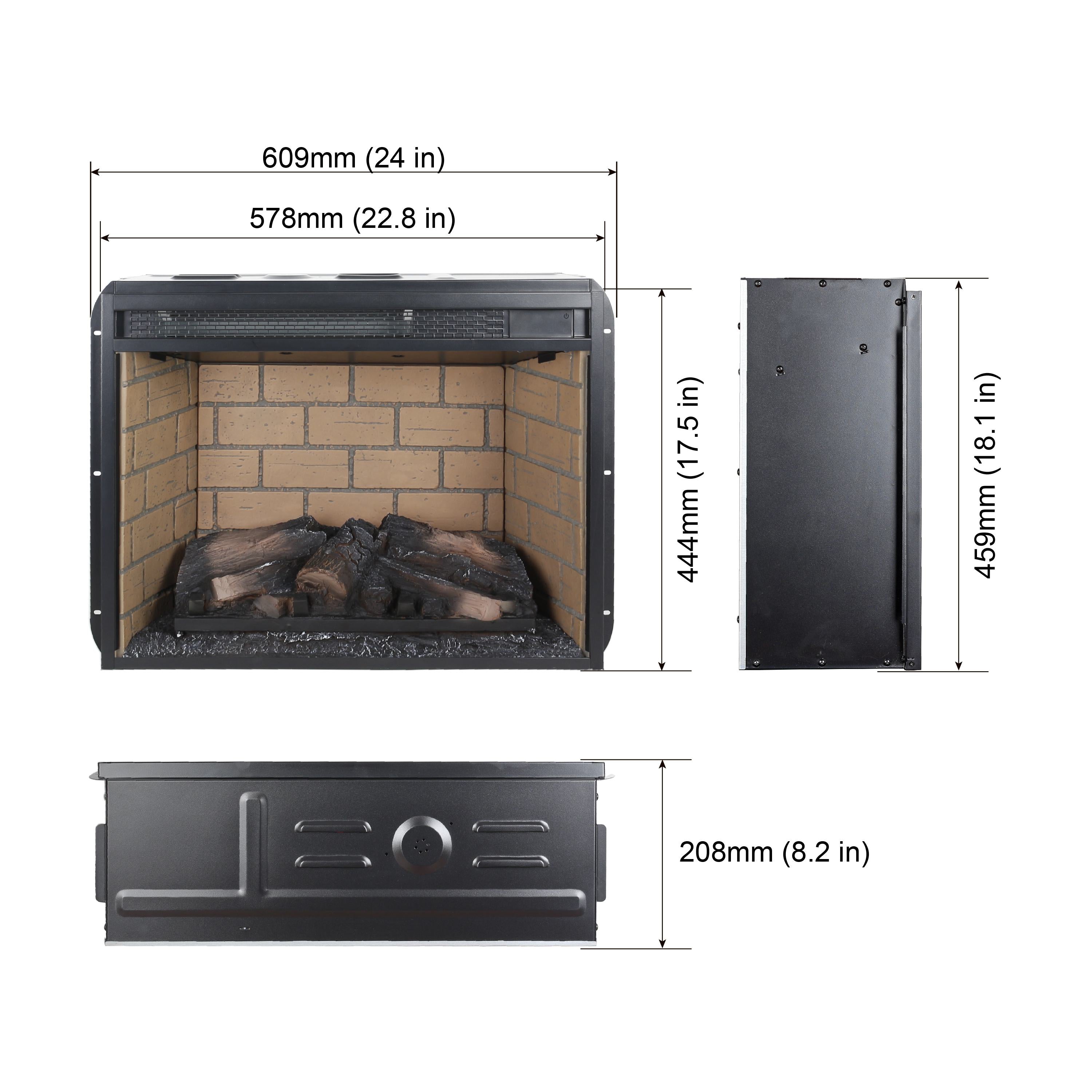 23" Infrared Quartz Heater Fireplace Insert with Realistic Flame, Adjustable Brightness, CSA/UL Certified, Antique Black