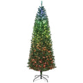 7ft Artificial Christmas Tree with Colorful DIY Synchronized Lights, Remote, Hinged Slim Fir with Daily Timer