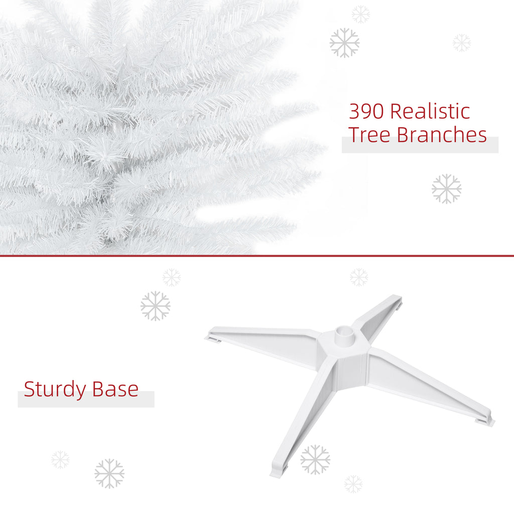 6ft Unlit Pencil Artificial Christmas Tree with Realistic Branches and 390 Tips, Plastic Base, White