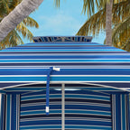 5.8' x 5.8' Cabana Umbrella for Travel, Walls, Vents, Ruffles, Carry Bag, Beach Umbrella, Blue Stripe