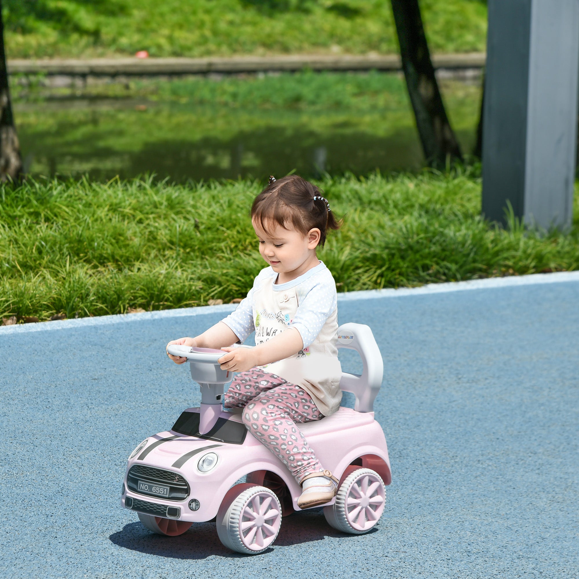 Foot to Floor Toddler Ride on Toy, Sliding Car w/ Horn, No Tip Anti-Over-Backwards System for 18-36 Months, Pink