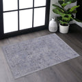 2x3 Kid and Pet Friendly Machine Washable Area Rug, Low-Pile, Non-Slip, Non-Shedding, Foldable Bath Mats for Bathroom, Blue+Cream