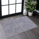 2x3 Kid and Pet Friendly Machine Washable Area Rug, Low-Pile, Non-Slip, Non-Shedding, Foldable Bath Mats for Bathroom, Blue+Cream