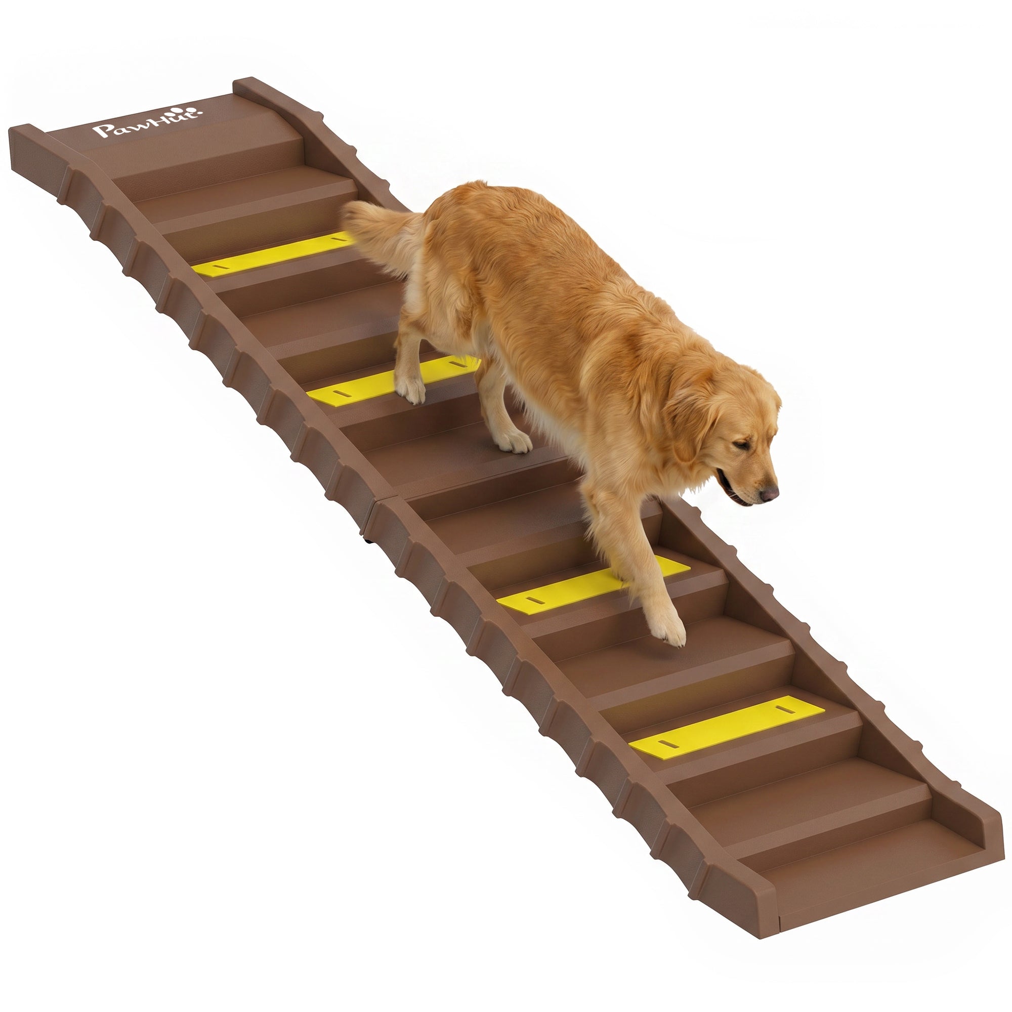 Dog Stairs for Car Truck SUV, Foldable Dog Ramp for Large Medium Small Dogs, Brown