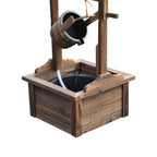 Outdoor Wooden Wishing Well Fountain with Adjustable Water Flow Rate, Rustic Waterfall Fountain, Carbonized Finish