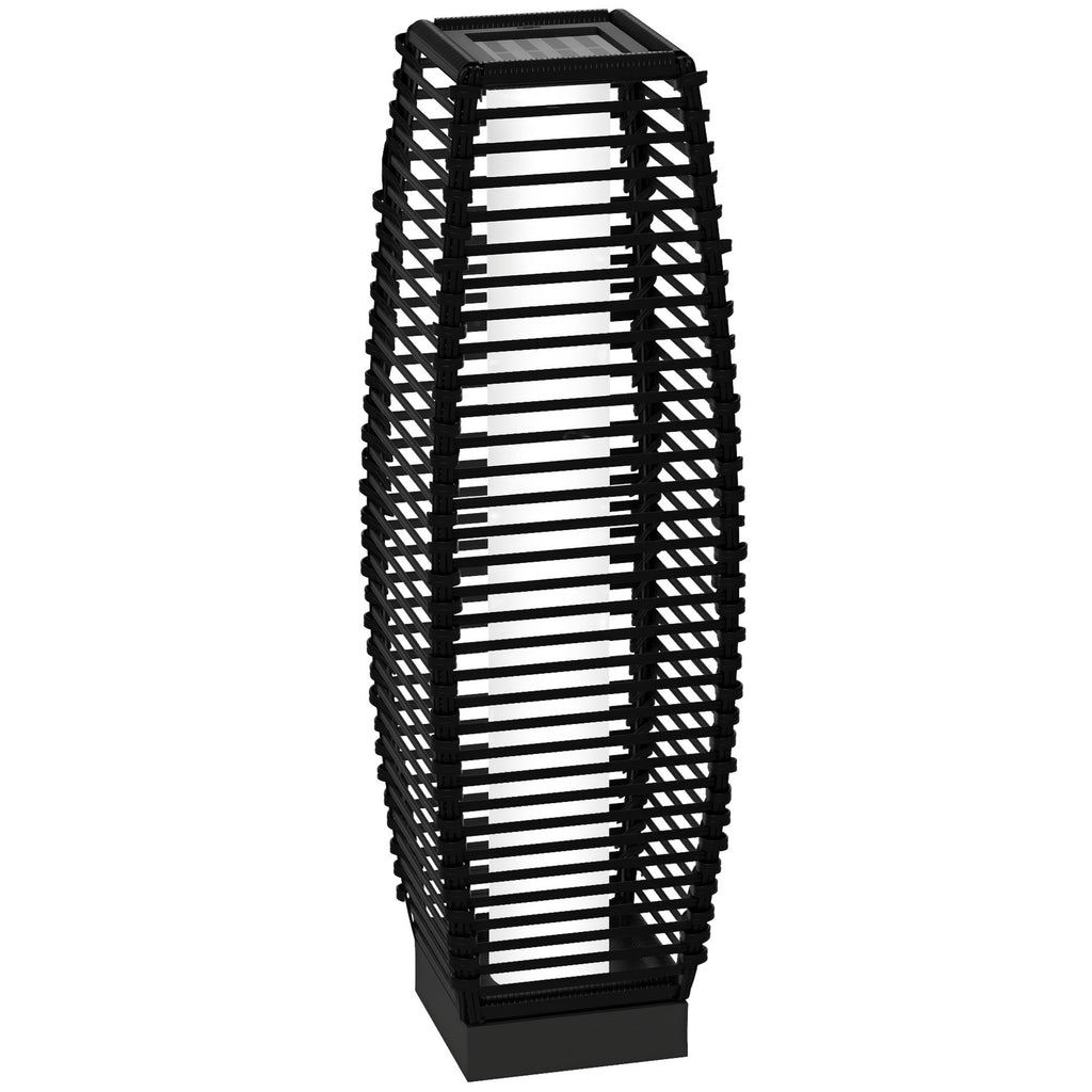 Solar Floor Lamp, Outdoor Rattan Garden Lantern Pathway Light & Decorative Driveway Lighting, Black