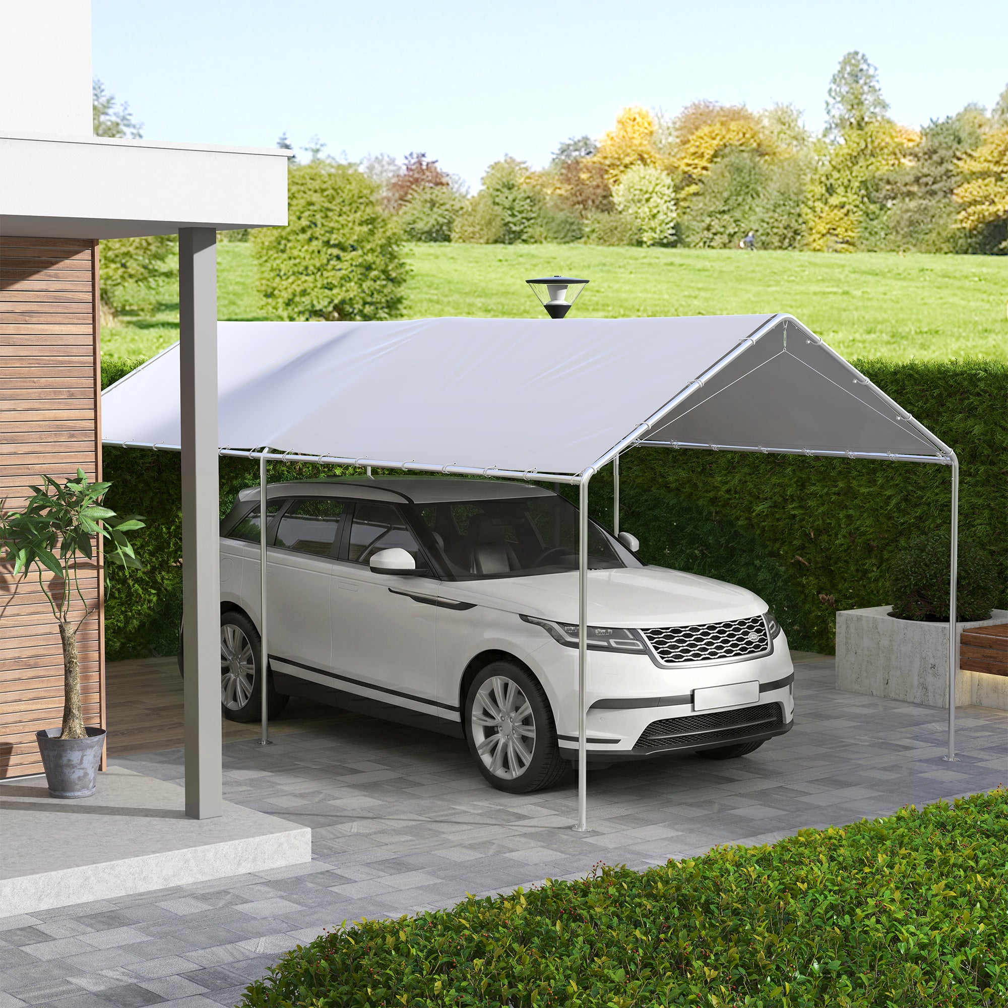 10 x 20ft Carport Roof, UV Resistant Canopy Replacement Cover with Ball Bungee Cords, White