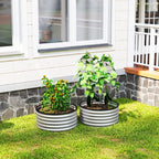 Set of 2 Raised Garden Bed, Metal Planter Box with Safety Edging, Easy-to-assemble Stock Tank 3'x3'x1.4' Silver