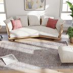Machine Washable Area Rug 5x7, Non-Slip Traditional Flower Print Floor Carpet for Living Room, Bedroom, Grey and Brown