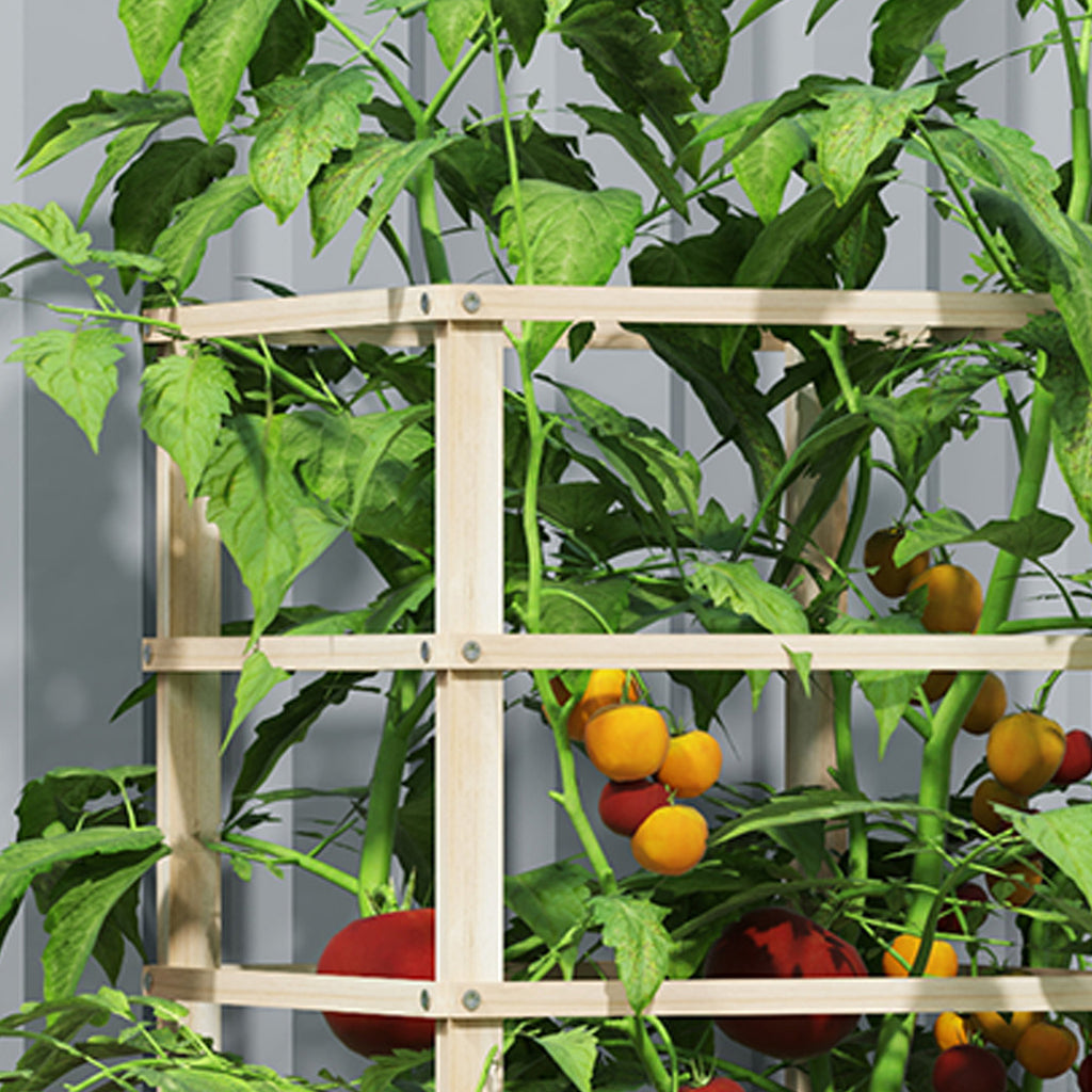 Wooden Raised Garden Bed with Trellis, Galvanized Planter Box Elevated Garden Bed for Garden, Patio, Natural Wood
