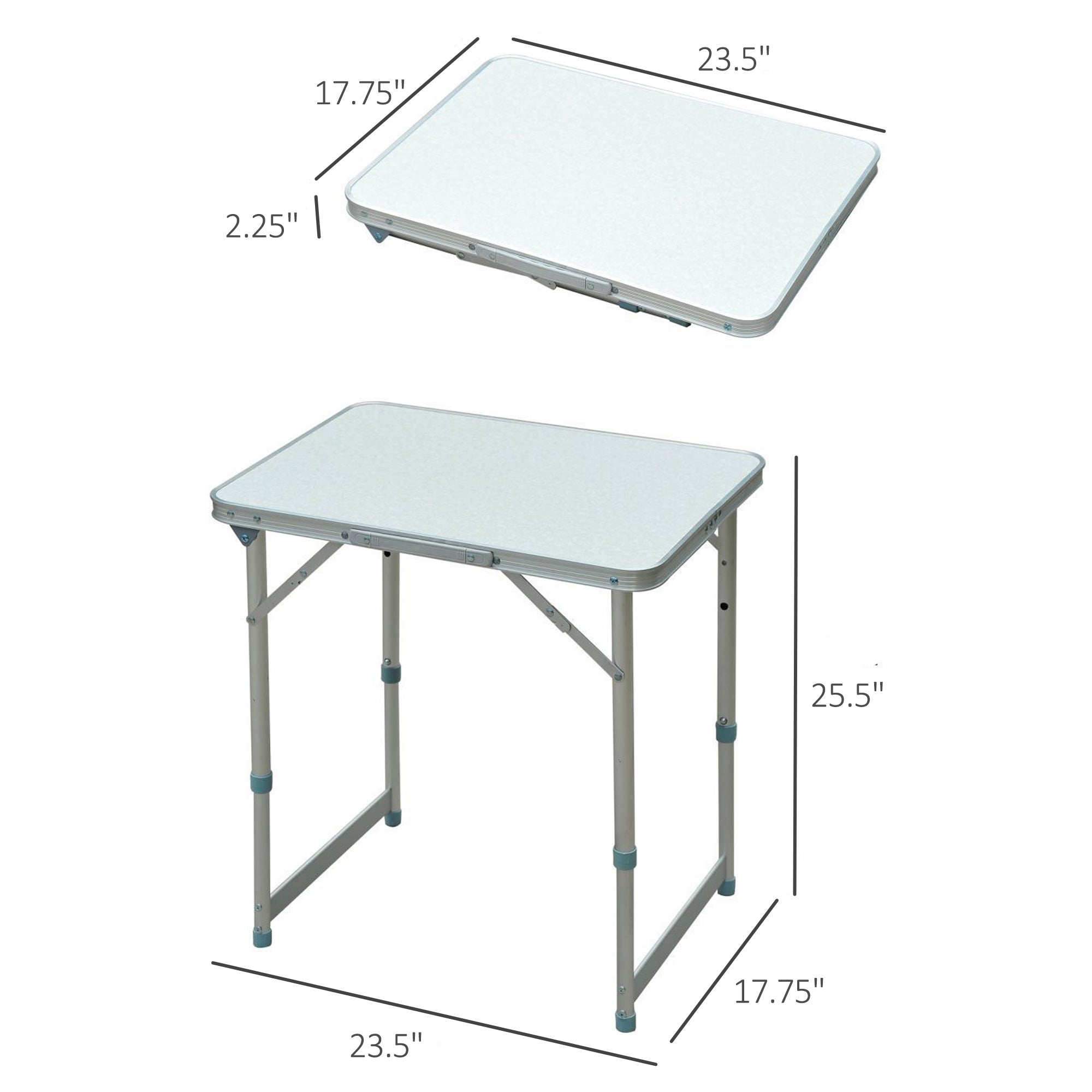 23" Portable Camping Table with Faucet Aluminum Lightweight Portable Folding Easy Clean Camping Table with Carrying Handle