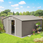 Garden Metal Shed, Storage Shed Utility Storage with Double Locking Doors for Bike, Yard Tools, Light Gray