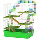 23" 5-Tier Hamster Cage with Wheel and Water Bottle, Green