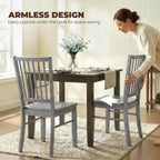 Dining Chairs Set of 2 Ergonomic Solid Wood, Armless Kitchen Chairs with Rubberwood Legs, Rustic Gray