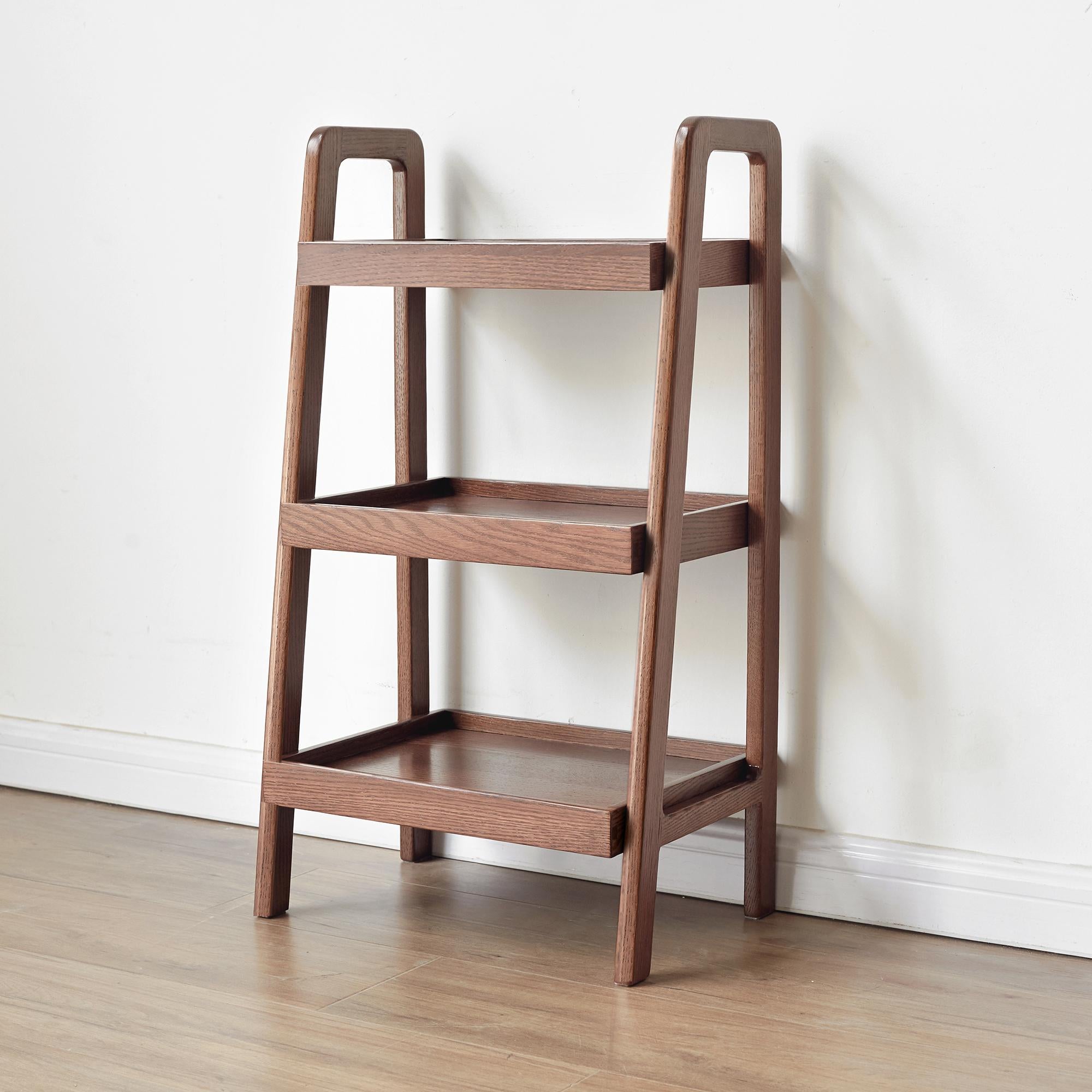 3-Tier Storage Shelf with Ladder-Style Shoe Rack, Waterproof Ladder Shelf with Easy-Clean Finish, 17.5″ L x 12.5″ W x 31.5″ H, Walnut