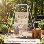 Hammock Chair Stand Indoor and Outdoor Use with Anti-Slip Foot Pads, 2 Carabiners, White