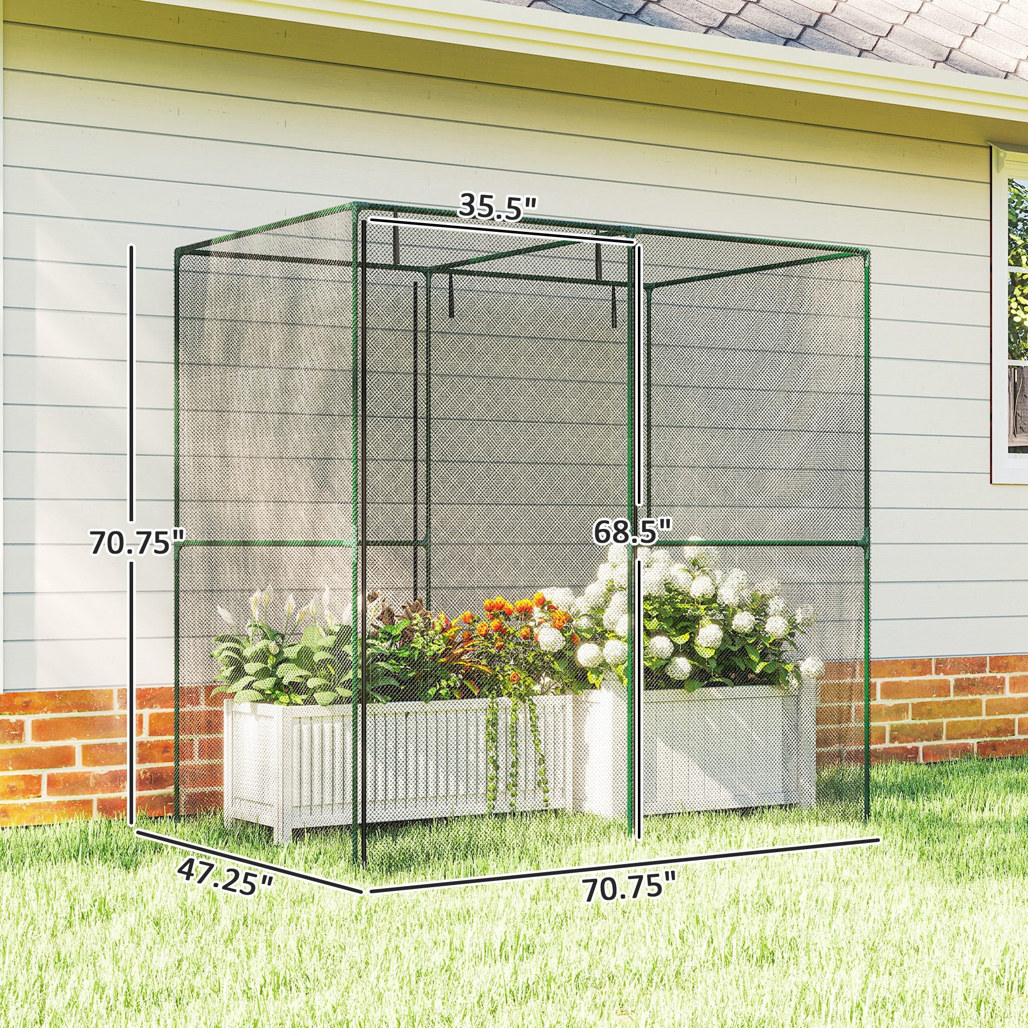 6' x 4' x 6' Crop Cage, Plant Protection Tent with Zippered Doors for Vegetable Garden, Backyard, Black