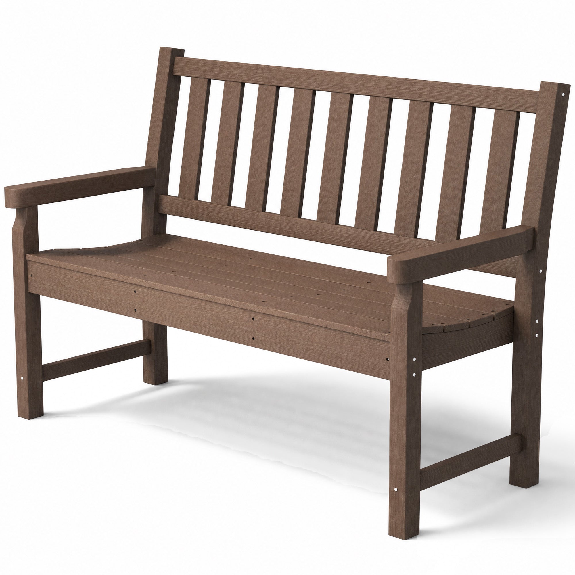 2-Person Garden Bench, HDPE Outdoor Bench with 530 lbs Capacity, Curved Seat for Backyard, Park, Porch, Lawn, Brown