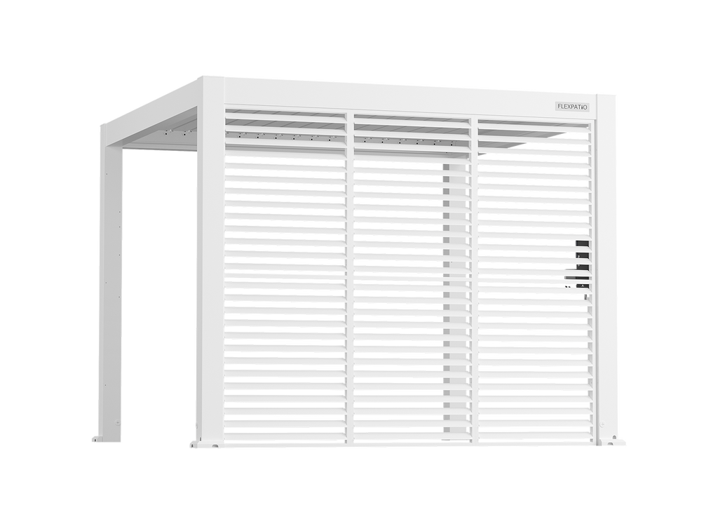 Privacy Shutter Walls — All-Aluminum Adjustable 0–180° Side Shutter Add-On, 10' Side, White for Pergola Privacy and Shade