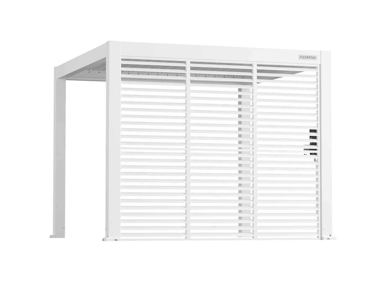 Privacy Shutter Walls — All-Aluminum Adjustable 0–180° Side Shutter Add-On, 10' Side, White for Pergola Privacy and Shade
