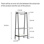 Solid Oak Clothes Rack with Handcrafted Rattan Hangers, Standing Garment Rack for Clothes, Bags & Shoes, 27.5″ L x 18″ W x 65″ H, Black