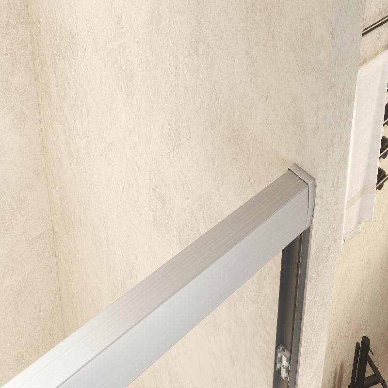 Double Sliding Shower Door with Explosion-Proof Safety Film, Durable Aluminum Panel for Bathroom, 54" L x 0.5" W x 72" H, Brushed Nickel