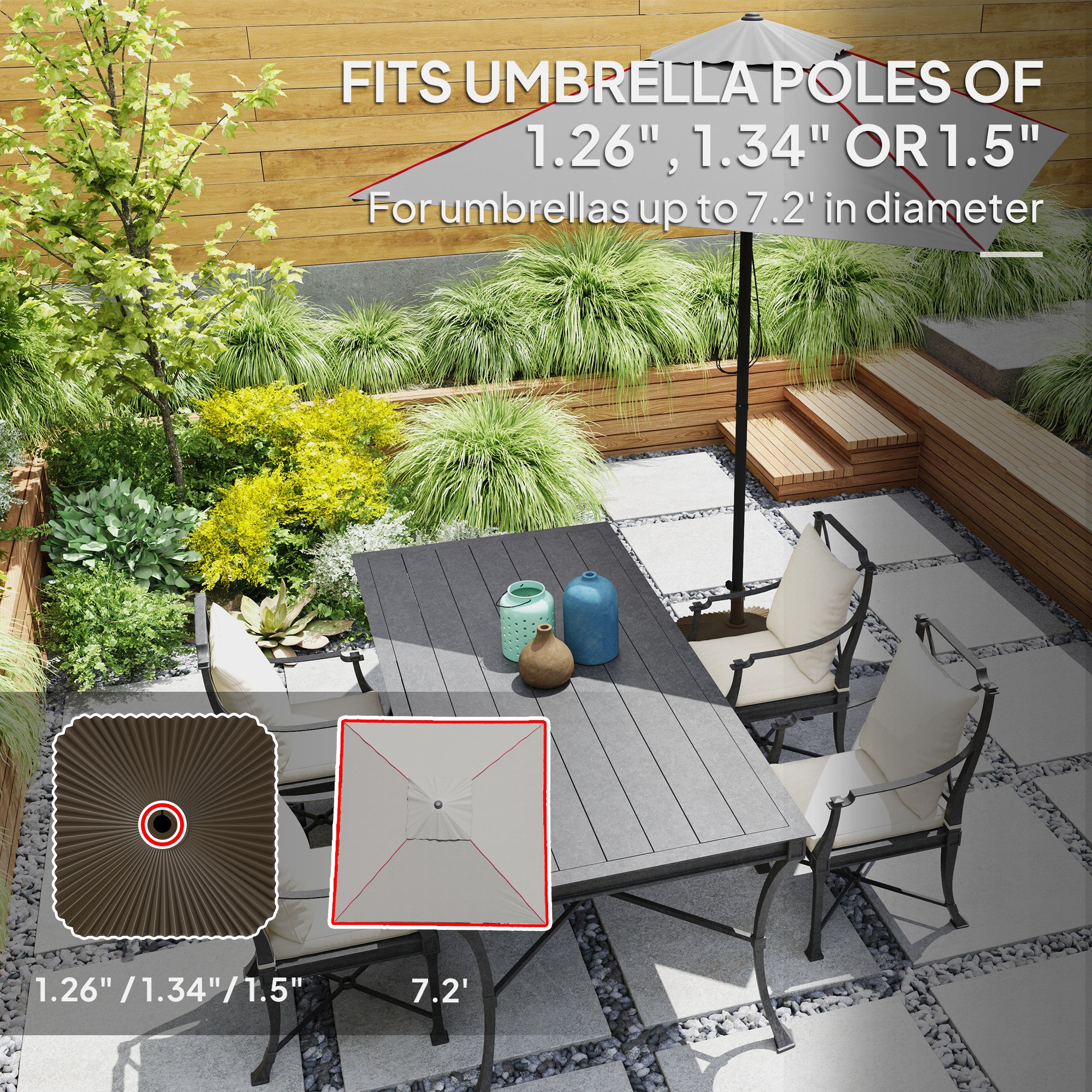 Square Patio Umbrella Base Holder, Heavy Duty Outdoor Umbrella Stand Base, Filled Up to 42lbs with Sand or 33lbs with Water for Garden, Poolside, Brown