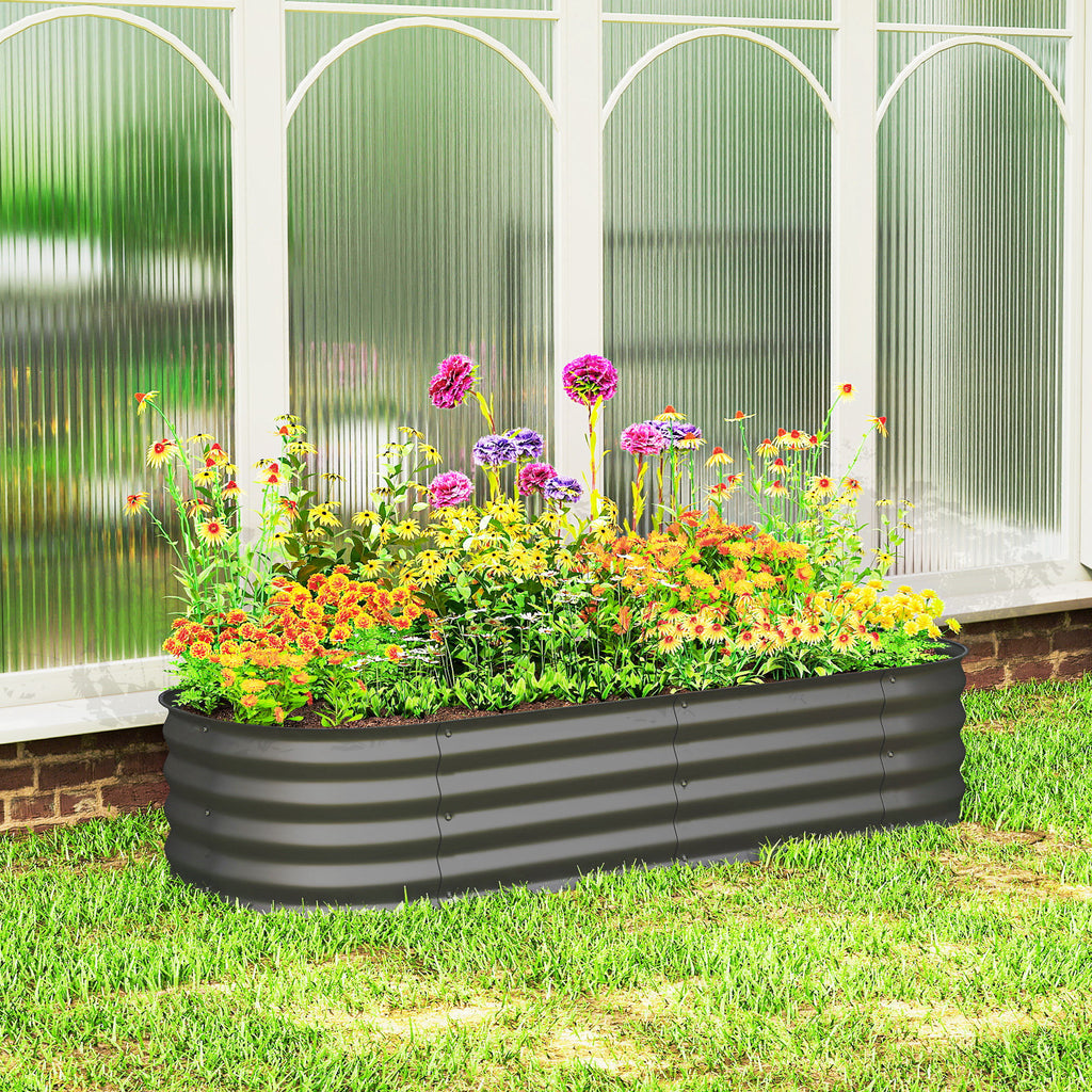 4.9' x 2' x 1' Galvanized Raised Garden Bed Kit, Metal Planter Box with Safety Edging, Dark Gray