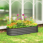 4.9' x 2' x 1' Galvanized Raised Garden Bed Kit, Metal Planter Box with Safety Edging, Dark Gray
