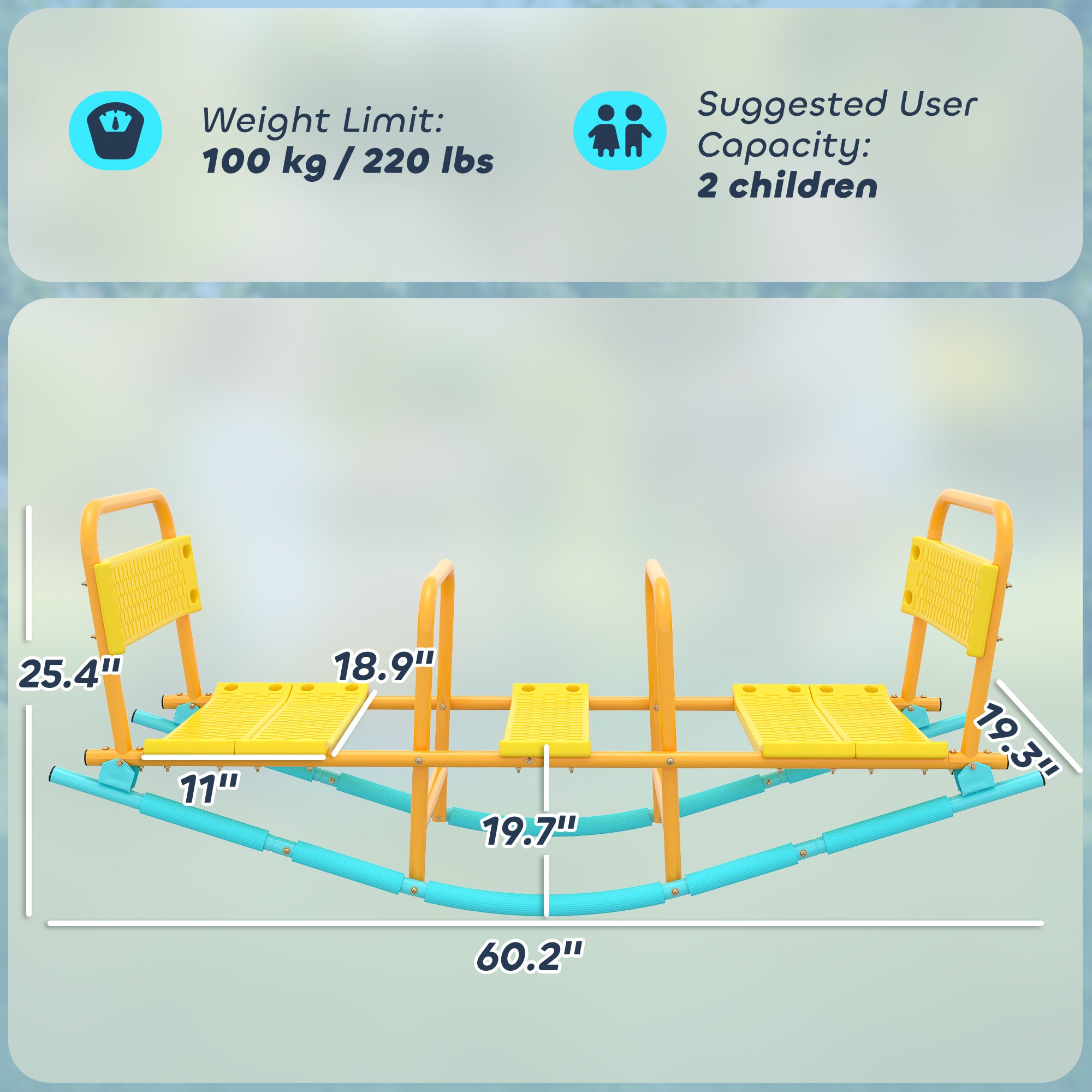 Teeter Totter Seesaw for Kids, 2 in 1 Metal Rocking Seesaw for Toddlers Age 3-8, Playground Equipment for Backyard