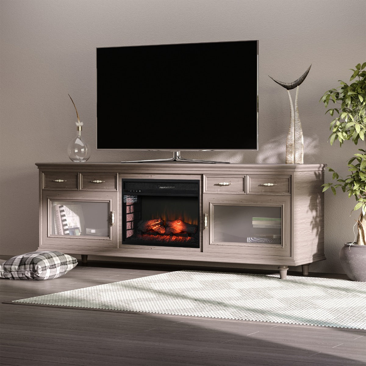 27" Electric Fireplace Insert, Retro Recessed Fireplace Heater with Realistic Log Flame, Remote Control, and Adjustable Brightness, 1400W, Black