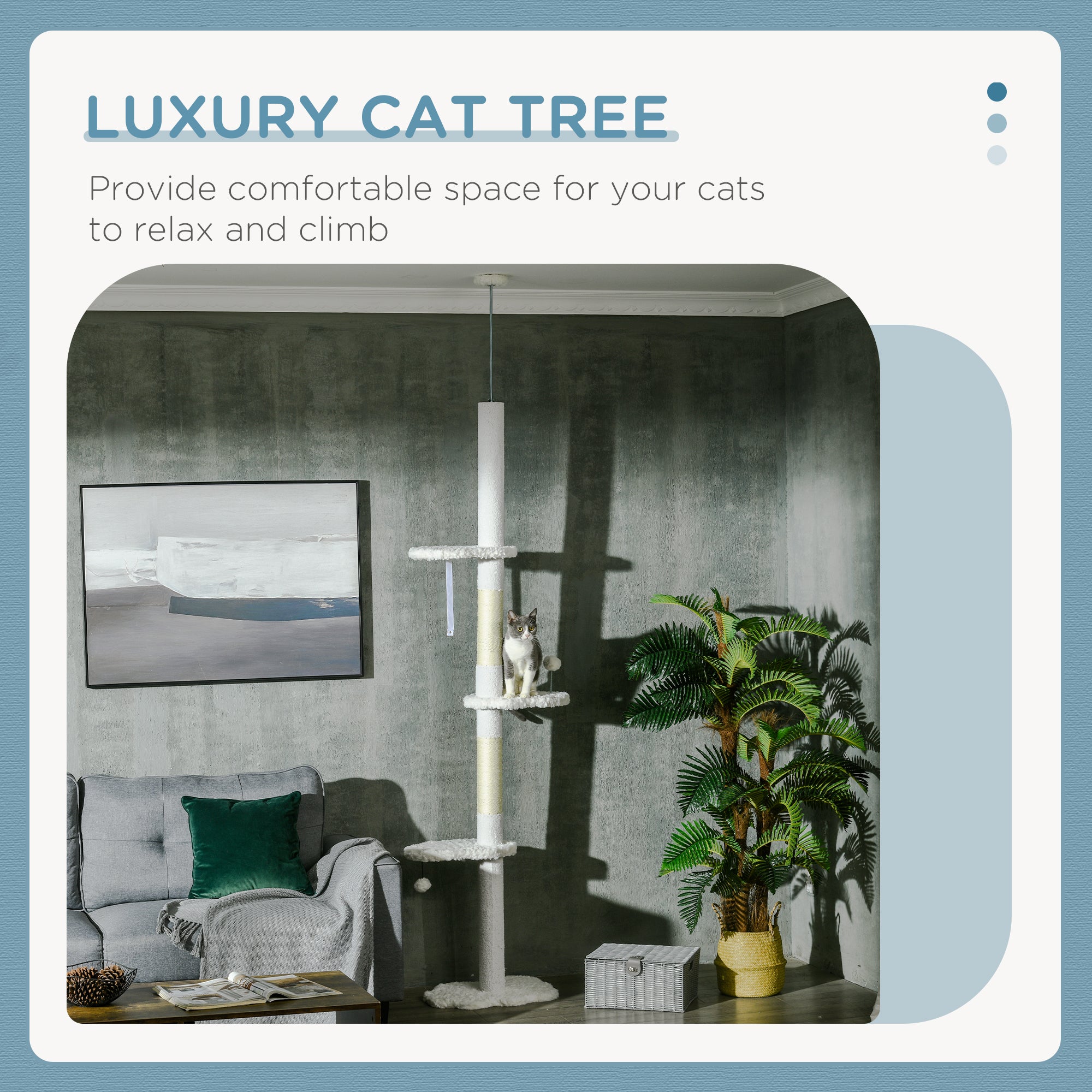 8.4' Floor to Ceiling Cat Tree, Adjustable Height, White