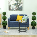Set of 2 Artificial Ball Boxwood Topiary Trees, Fake Plants in Pot for Indoor Outdoor Living Room Green