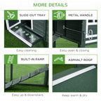 84" Wooden Chicken Coop, Hen House Outdoor with Run Nesting Box, Asphalt Roof, Removable Tray, Ramp, Poultry Cage for 2-3 Chickens, Green