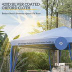 10' x 10' Pop Up Canopy Tent with Netting, Instant Gazebo, Screen House Room with Carry Bag, Height Adjustable, for Outdoor, Garden, Patio, Camping, Blue
