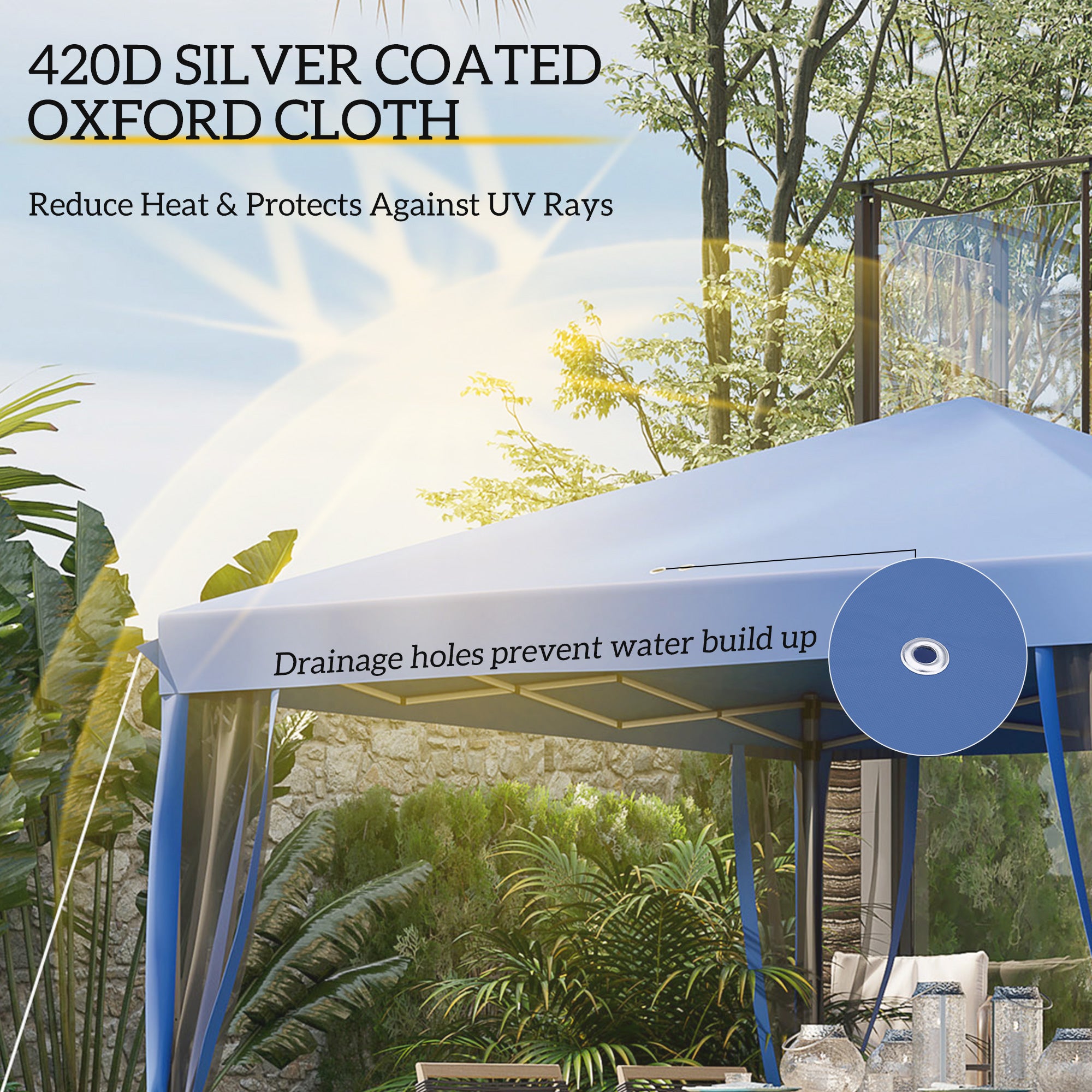 10' x 10' Pop Up Canopy Tent with Netting, Instant Gazebo, Screen House Room with Carry Bag, Height Adjustable, for Outdoor, Garden, Patio, Camping, Blue