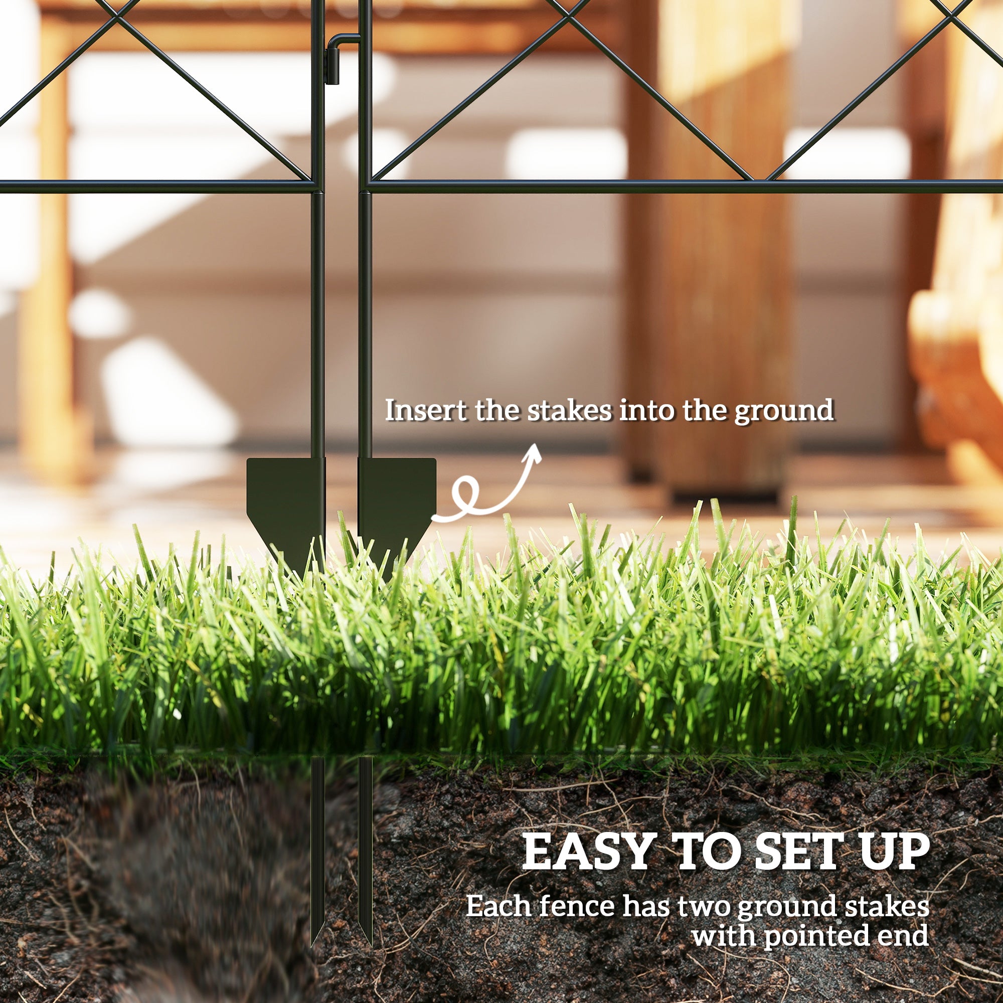 4 Pack Garden Fencing for Yard, Decorative Fence Panels as Flower Edging, Circle
