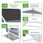 156" Extra Large Wooden Chicken Coop with 2 Nesting Box, Run Cage, Waterproof Wave Roof, for 10-15 Chickens, Light Gray