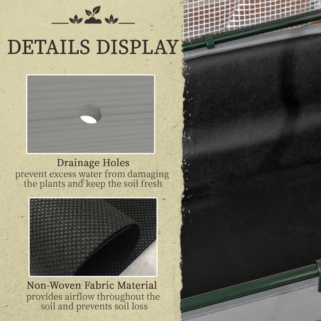 Raised Garden Bed with PE Greenhouse Cover Outdoor Planter Box for Herbs and Vegetables, 48 x 22 x 46 inch, Dark Gray