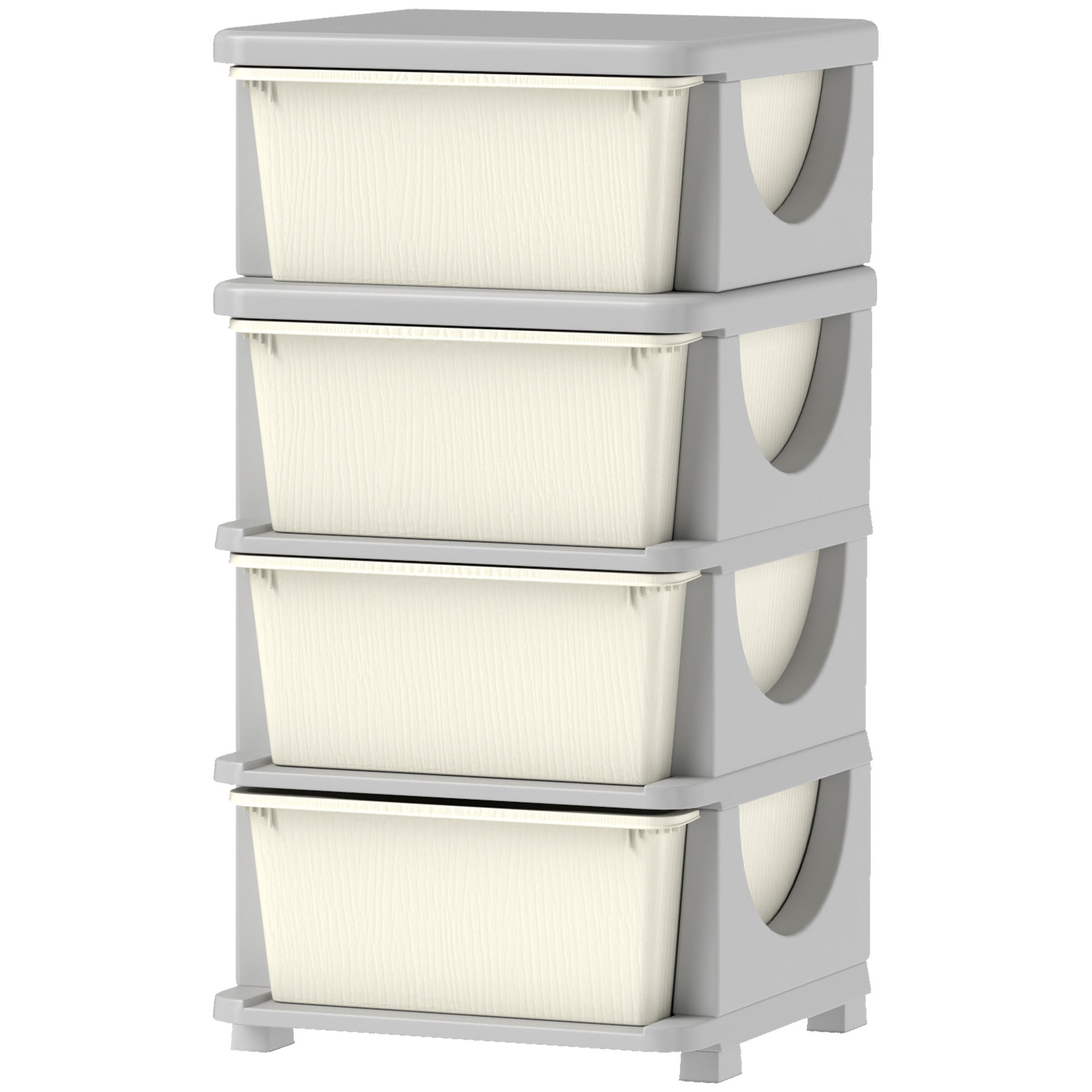 30" 4 Tier Kids Storage Unit Dresser Tower w/ 4 Drawers, Cream White