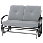 Outdoor Glider Bench, 2-Person Patio Rocker Loveseat with Tufted Cushions, Steel Frame for Porch, Garden Backyard, Gray