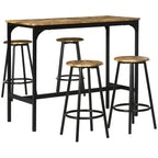 5-Piece Counter Height Bar Table and Chairs Set, Bar Table with Stools, Kitchen Table 4 Chairs, Rustic Brown