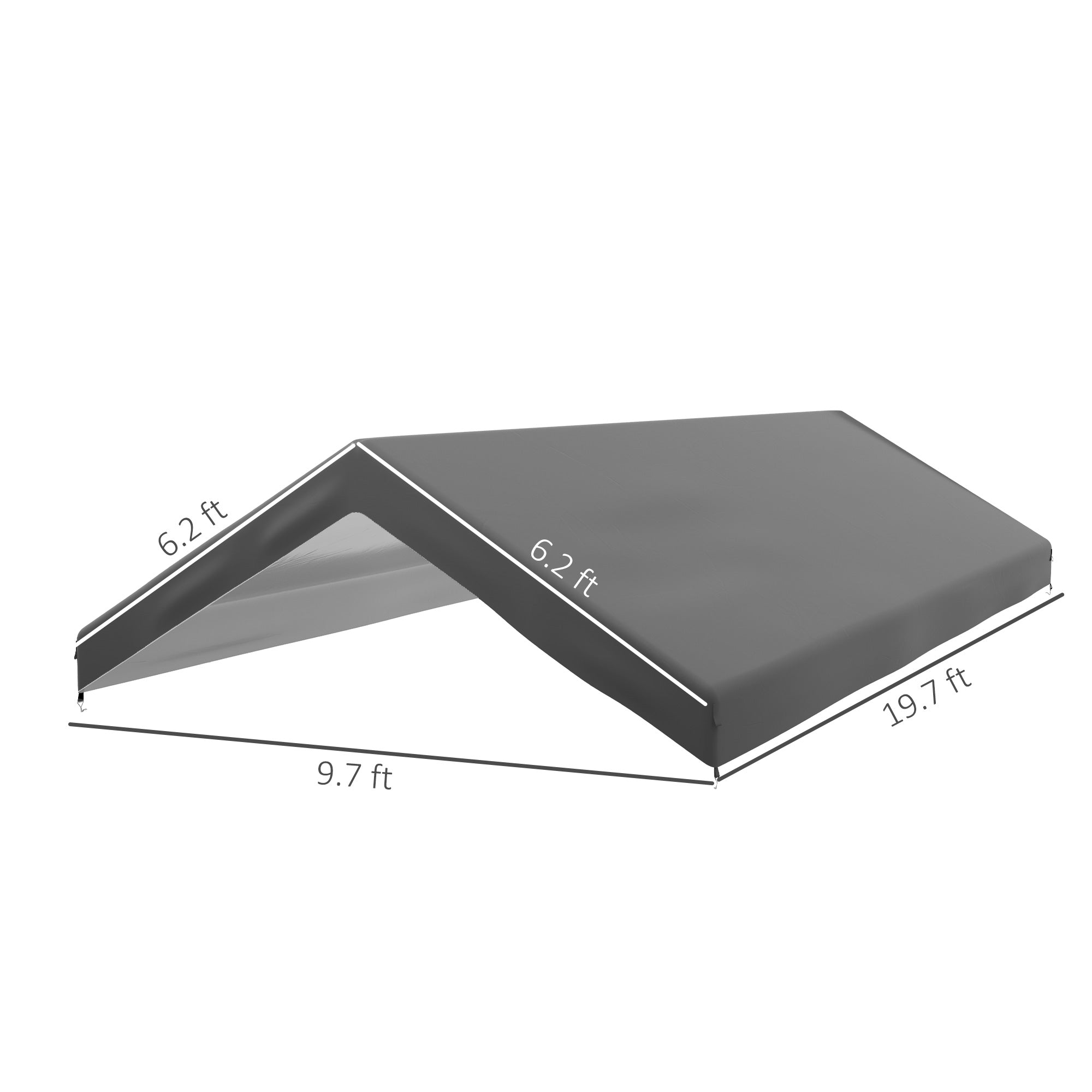 20' x 10' Carport Replacement Canopy for Model 84C-207WT or 84C-386V00WT with Ball Bungee Cords, Gray (Only Cover)