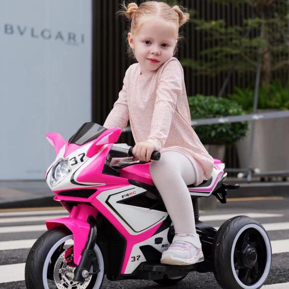 6V Kids Electric Ride-On Motorcycle with MP3, LED Headlight and Light-Up Wheels, Motorbike Ideal for Ages 3-4, 30.5'' L x 16'' W x 20.5'' H, Pink