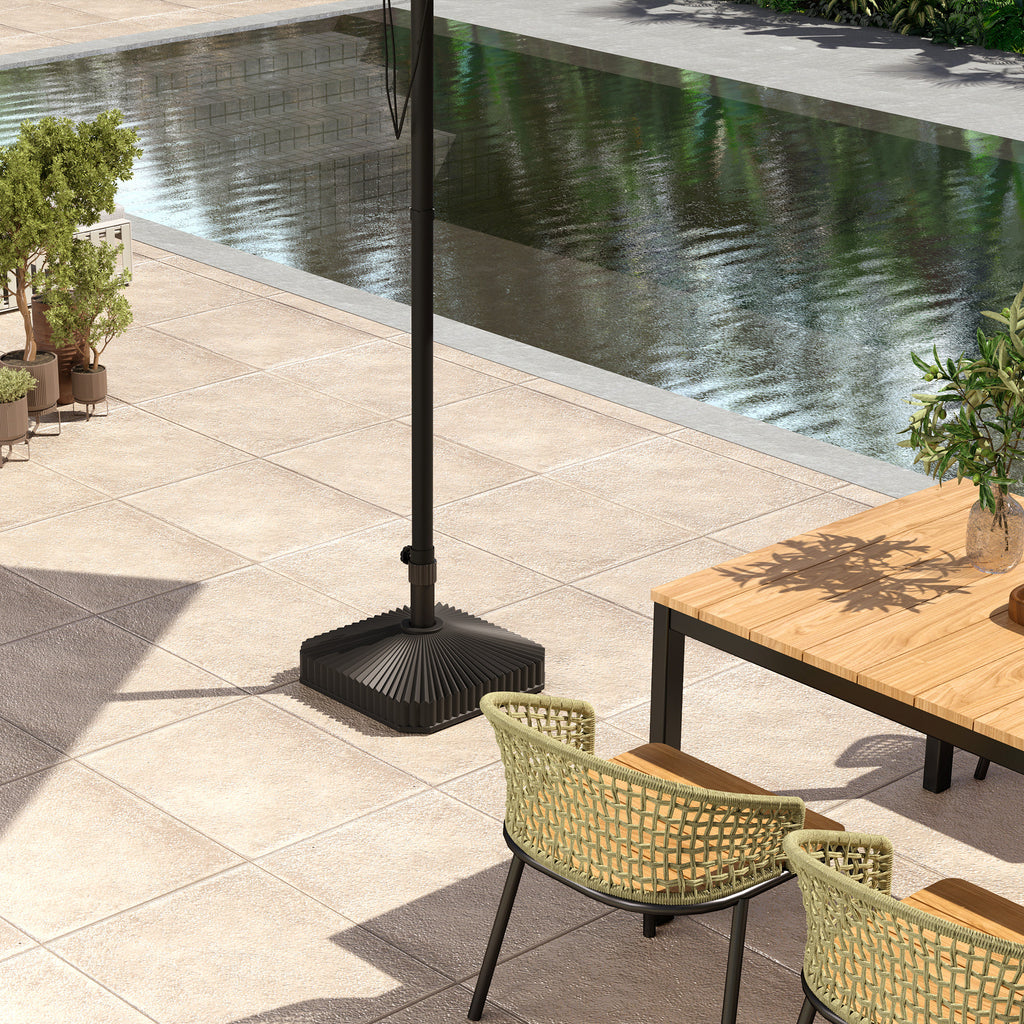 Square Patio Umbrella Base Holder, Heavy Duty Outdoor Umbrella Stand Base, Filled Up to 42lbs with Sand or 33lbs with Water for Garden, Poolside, Black