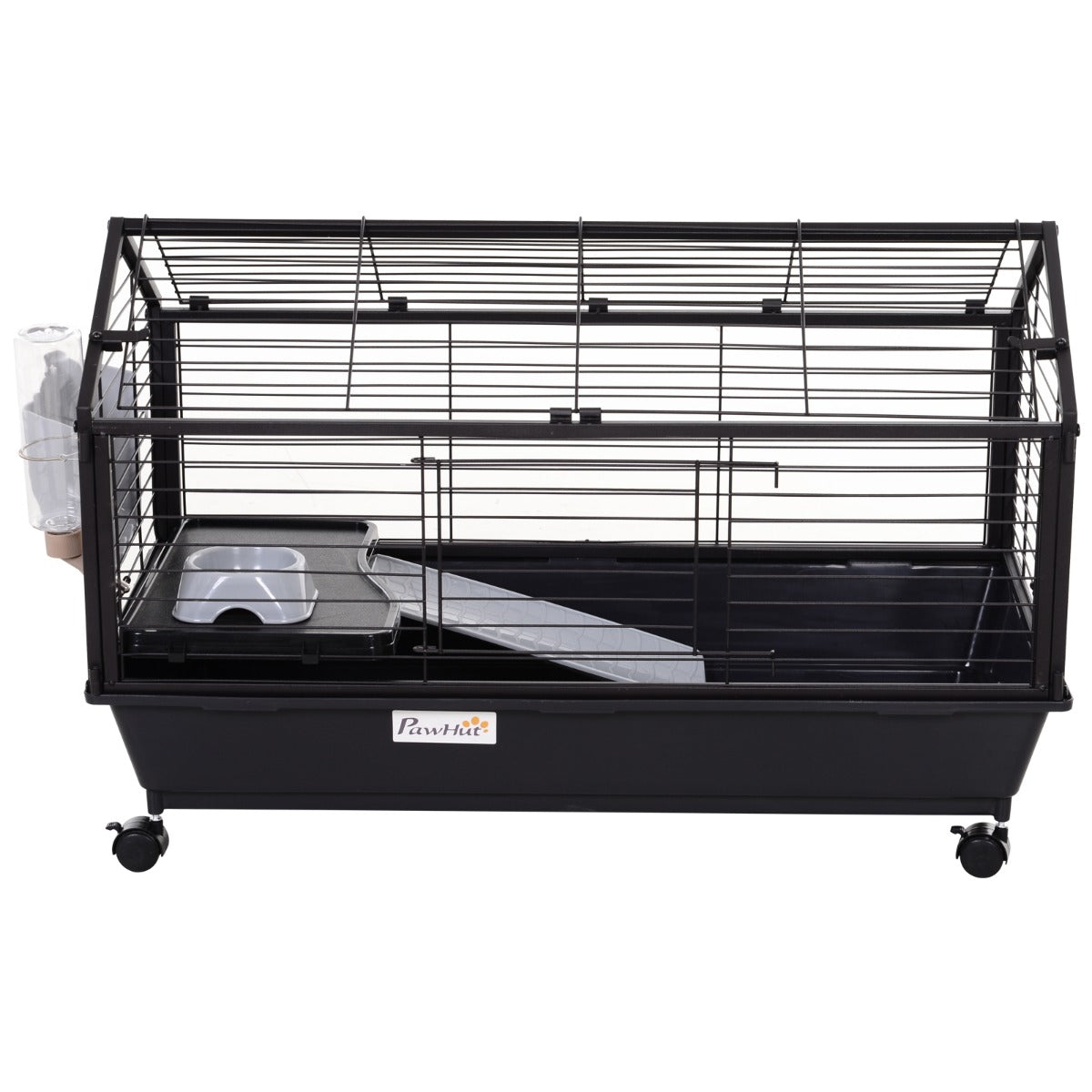 Rolling Metal Rabbit, Guinea Pig, or Small Animal Hutch Cage with Main House and Run