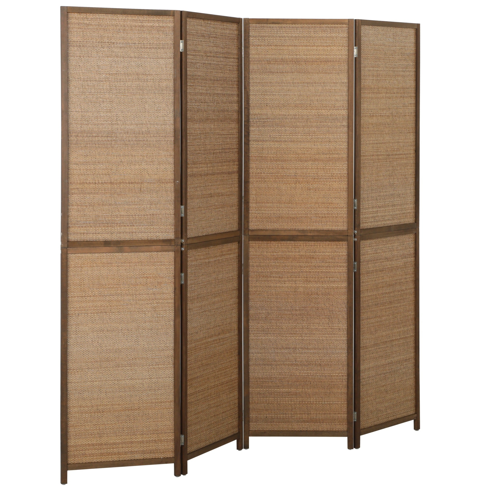 Room Divider, 4 Panel Folding Privacy Screen, 6 FT Tall Hand-Woven Bamboo Wall Partition, Brown