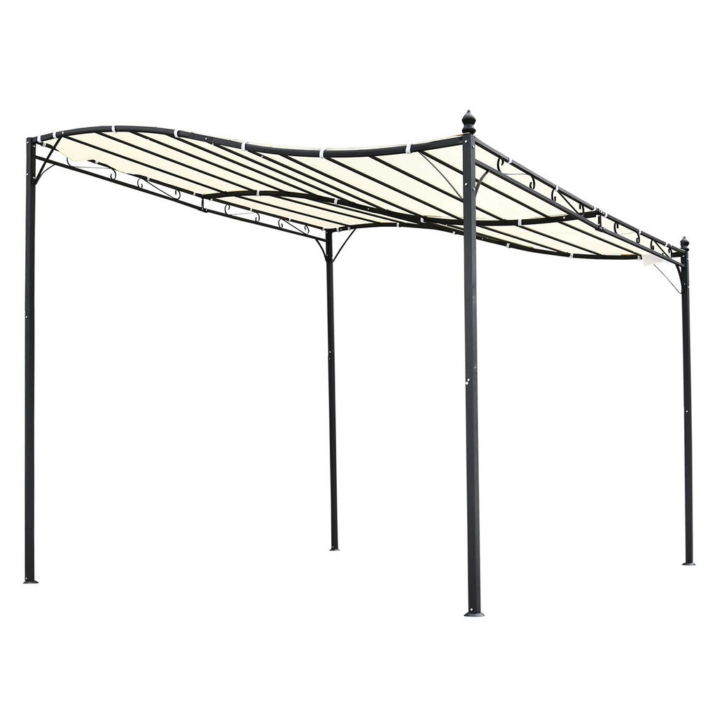10' x 10' Steel Outdoor Pergola Gazebo, Patio Canopy with Weather-Resistant Fabric and Drainage Holes for Backyard, Deck, Garden, Cream White