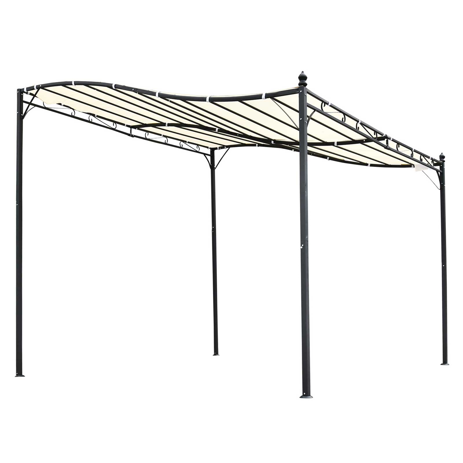10' x 10' Steel Outdoor Pergola Gazebo, Patio Canopy with Weather-Resistant Fabric and Drainage Holes for Backyard, Deck, Garden, Cream White